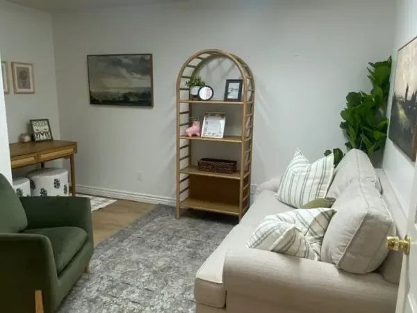 Inside Lotus Rose Counseling — warm, inviting therapy space in Orem